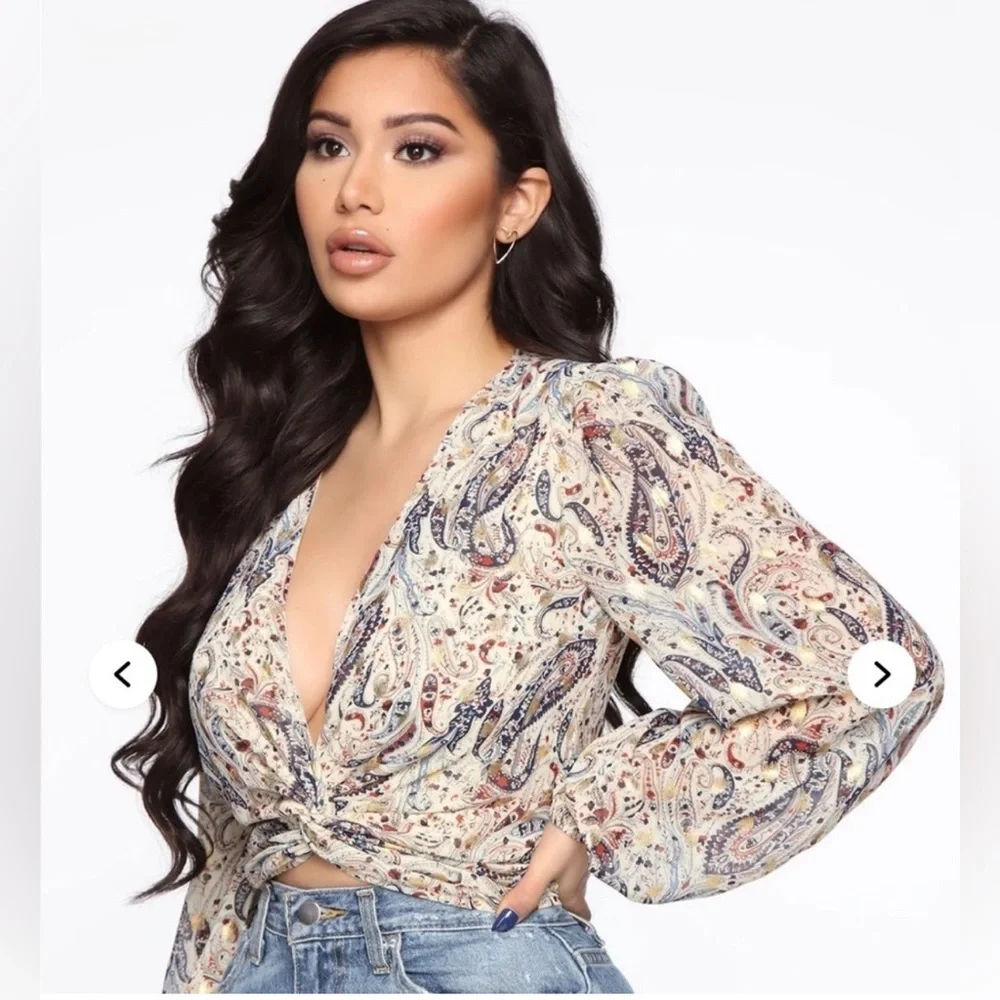 Fashion Nova Gold Flecks in Your Edges Crop Top, Paisley, XLarge, NWT - Picture 4 of 16
